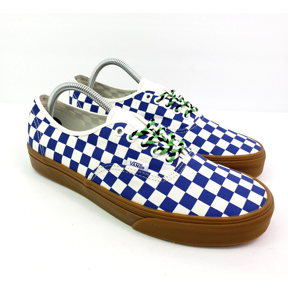Vans Authentic Womens Sz 7.5 Mens Sz 6 Checkerboard Blue White Low Skate Shoes
